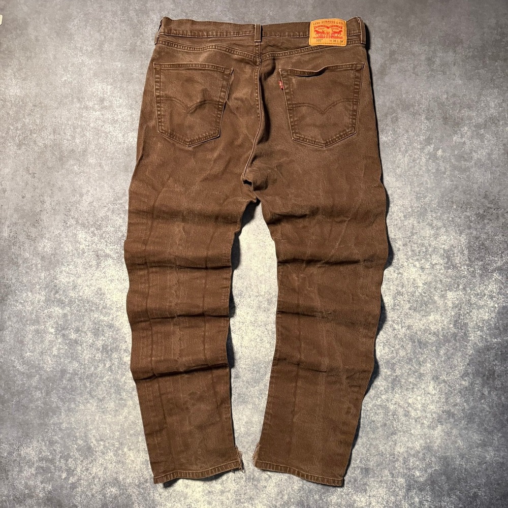 Levis 505 Regular Fit Jeans Mens 36x34 Brown Straight Leg Denim Pants